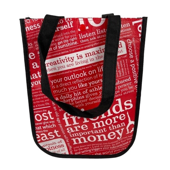 Lululemon Friends are More Important Than Money Shopping Tote Bag Red Black - Picture 8 of 16